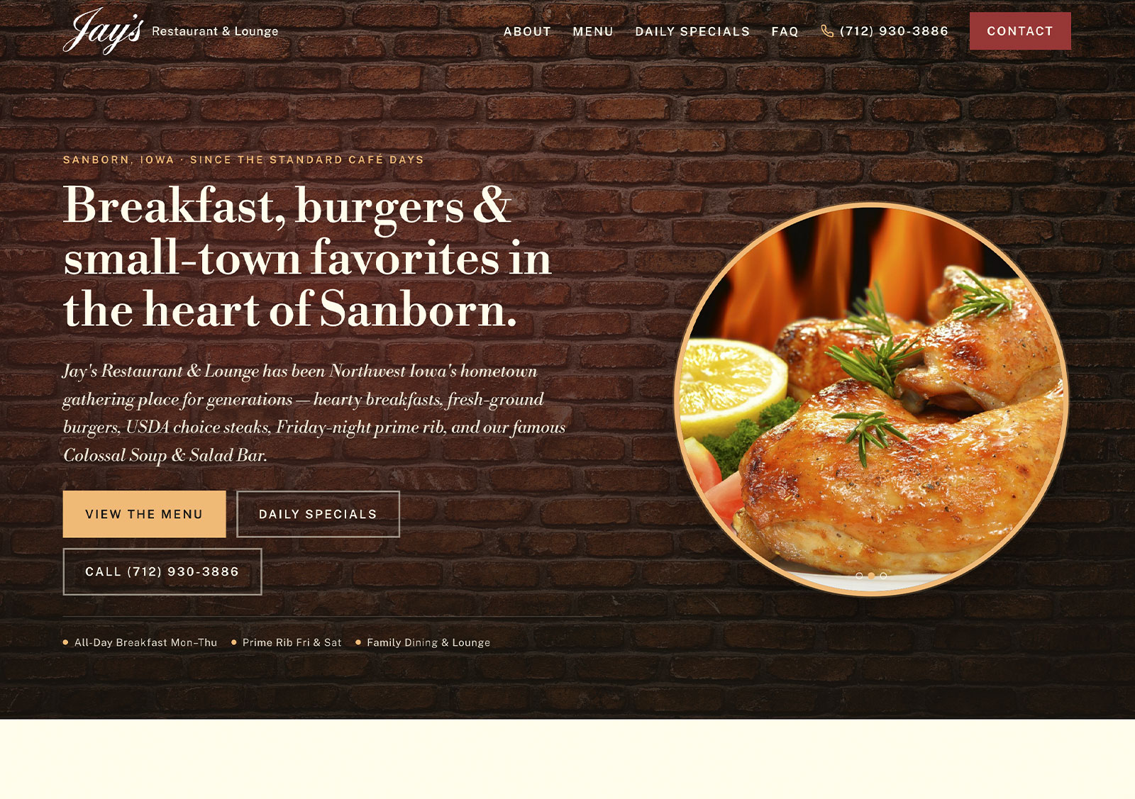 Jay's Restaurant & Lounge website homepage