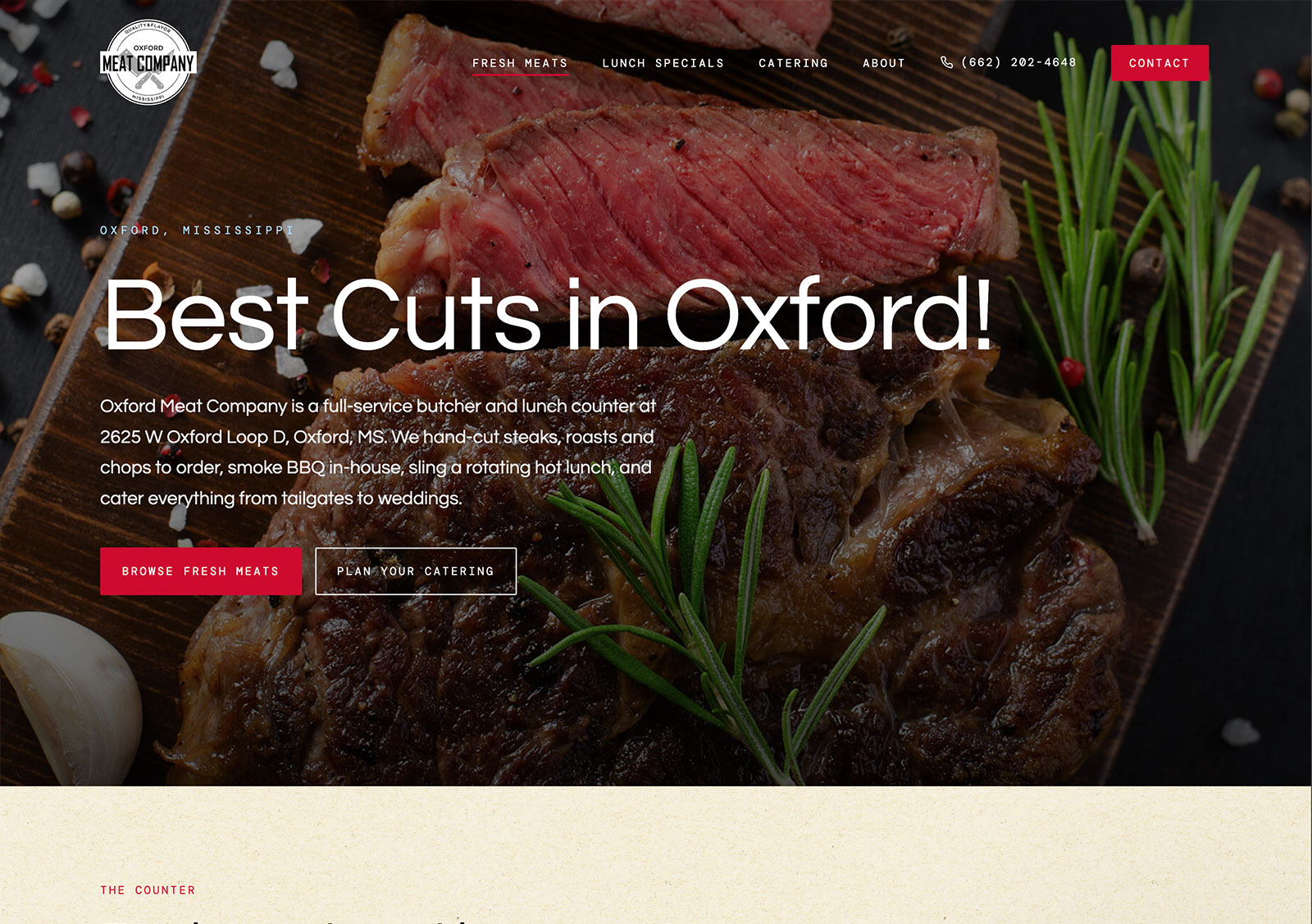 Oxford Meat Co. website homepage